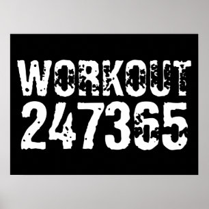 Poster Texto vestido e arranhado Workout 247365 branco