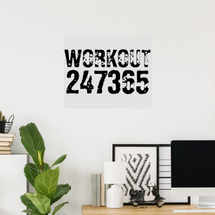 Poster Texto vestido e arranhado Workout 247365 preto