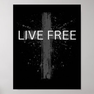 Poster Texto Vivo Livre Cruz Cristã Patriótica Bandeira F