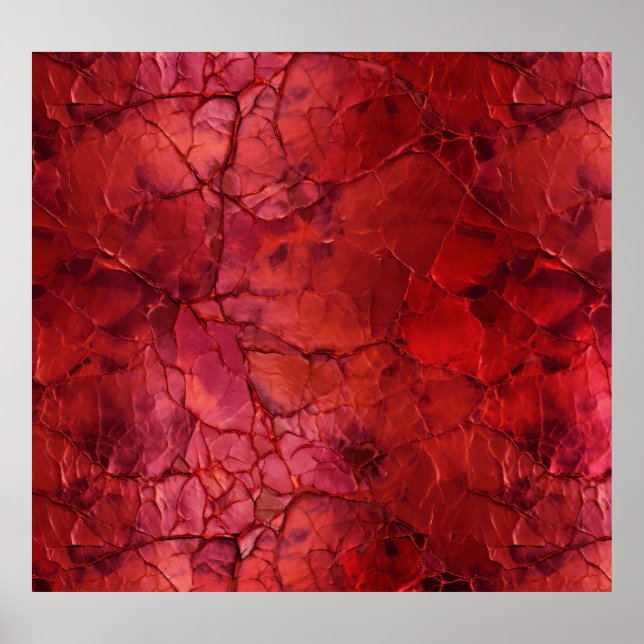 Poster Textos, rachaduras, manchas em vermelho profundo (Frente)