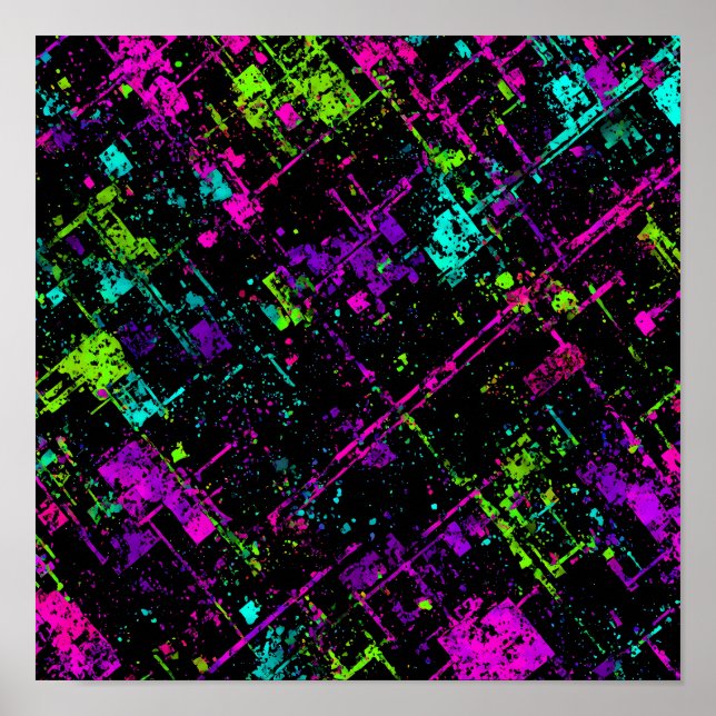 Poster Textura Ciberpunk Elétrica: Sinal Neon Sem Costura (Frente)