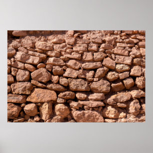 Poster Textura de alvenaria de grandes pedras vermelhas.