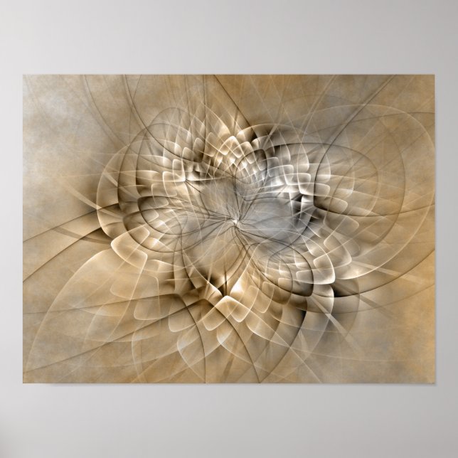 Poster Textura de Arte Fractal Moderno Abstrato Tons da T (Frente)