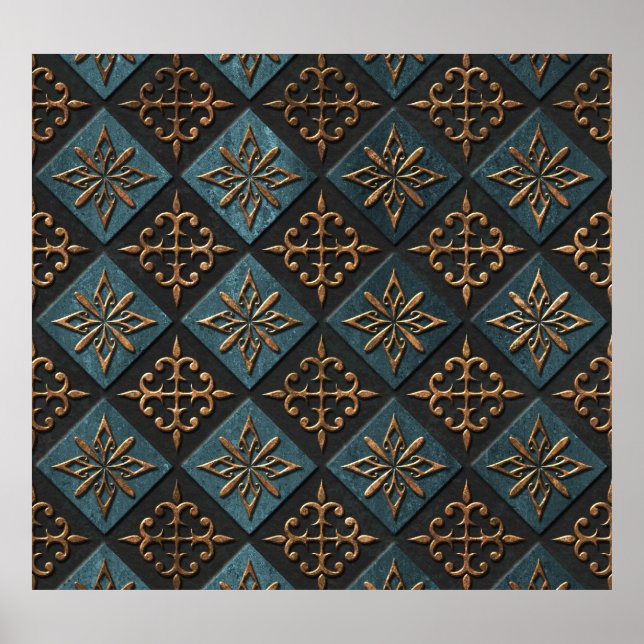 Poster Textura de bronze com padrão de escultura. (Frente)