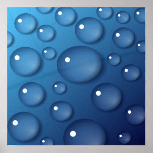 Poster Textura de gota de água azul