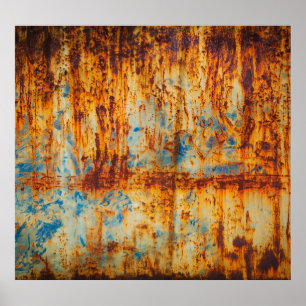 Poster Textura de metal azul enferrujado