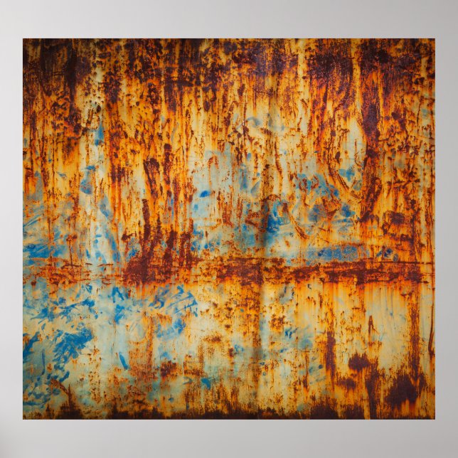 Poster Textura de metal azul enferrujado (Frente)