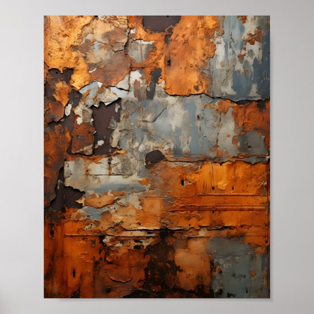 Poster Textura de metal enferrujado de aço antigo (Frente)