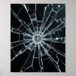 Poster Textura de Vidro Quebrado Abstrato Teia Rachada Fe