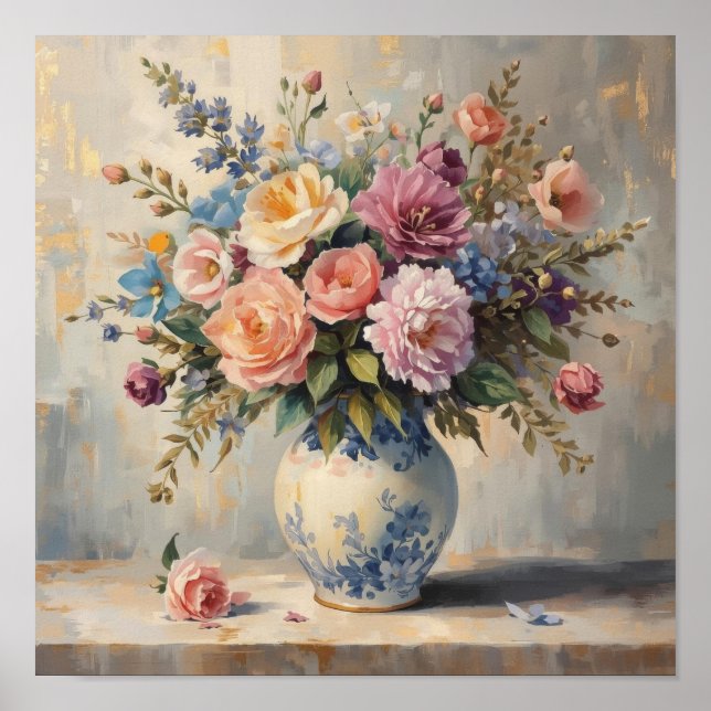 Poster Textura Floral Sonhadora – Estilo de Flor Suave (Frente)