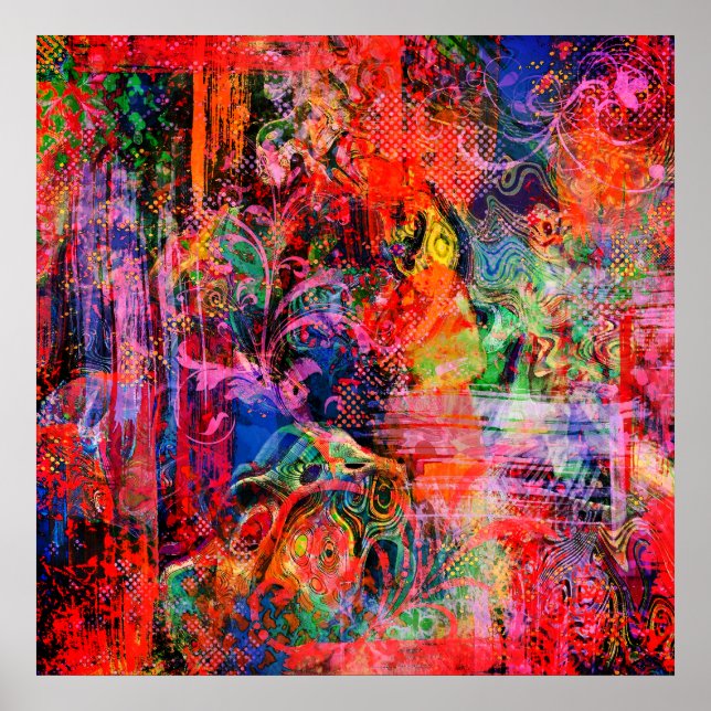 Poster Textura Floral Vermelha (Frente)