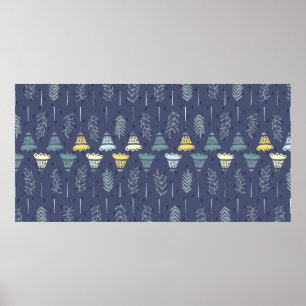 Poster Textura perfeita e sem costura com folhas naturais