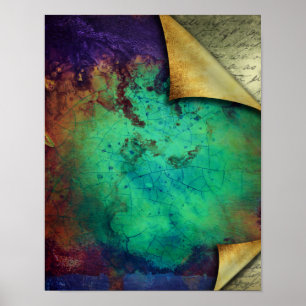 Póster Textura Rústica Curva De Turquesa