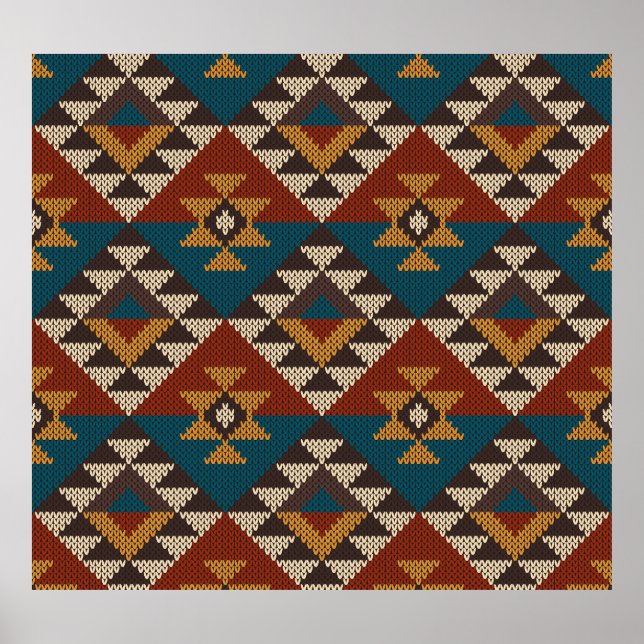 Poster Textura Tribal Da Lã Aztec. (Frente)
