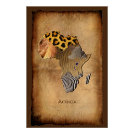 Póster Texturas animais selvagens MAPA DE ÁFRICA