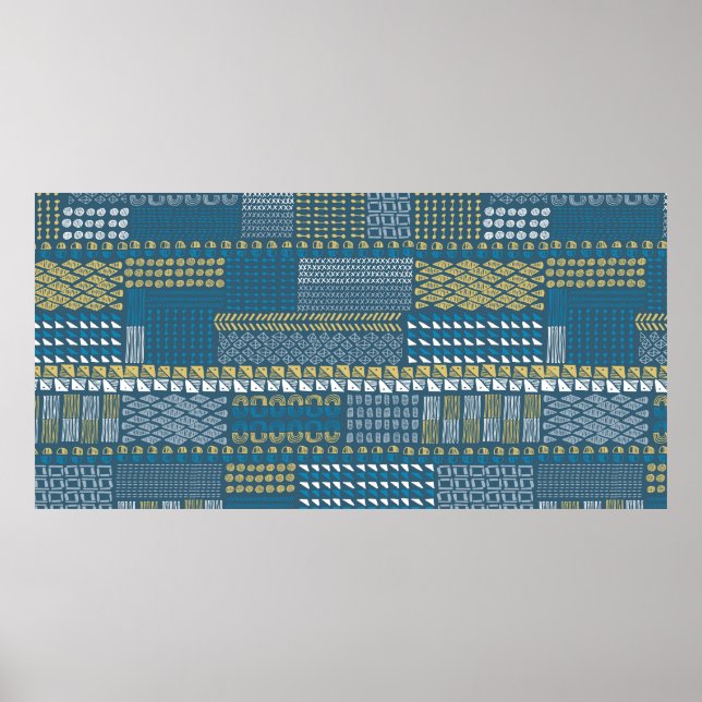 Poster Texturas e formas desenhadas à mão Padrão de vinhe (Frente)