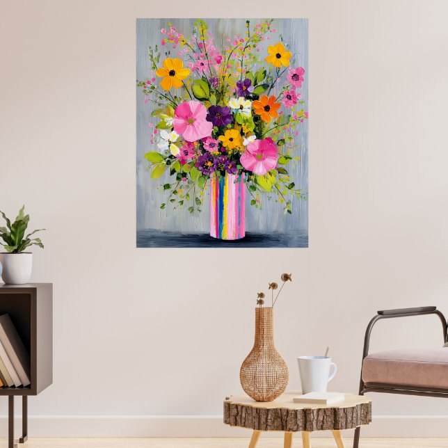 Poster Textured Flowers in a Vase (Sala de Estar 3)