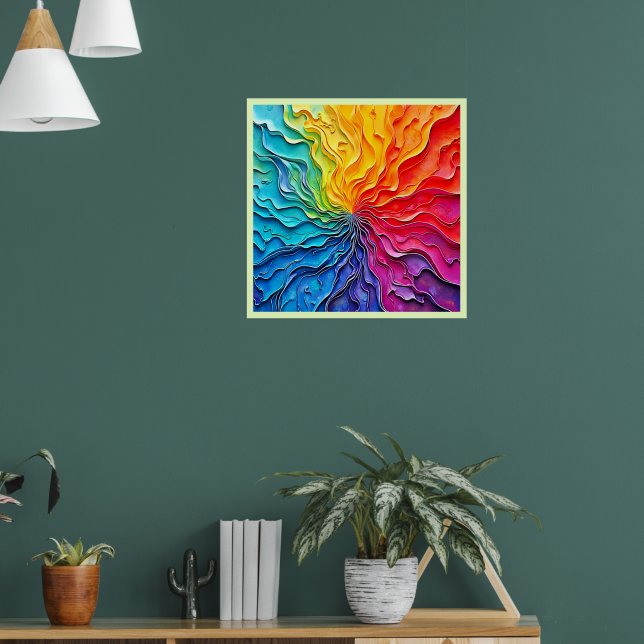 Poster Textured Rainbow Swirl Art (Sala de Estar 1)