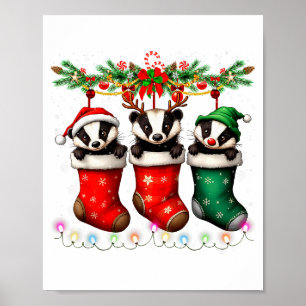 Poster Texugo Meliante de Meias de Natal Ilumina Texugo M