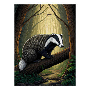 Póster Texugo na Floresta Encantada
