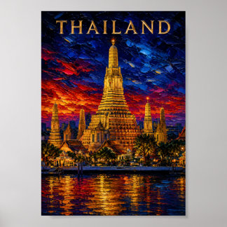 Poster Thailand: Radiant Sunset Wat Arun Art Souvenir