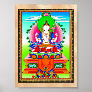 Póster Thangka tibetano legal Shadakshari Avalokiteshvara