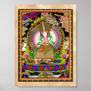 Póster Thangka tibetano oriental legal Usnisa Sitatapatra