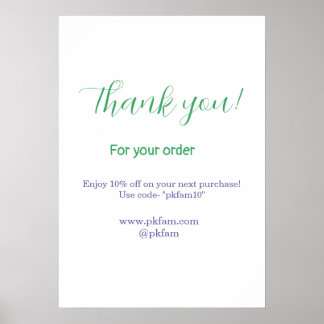 Poster Thank you for purchase blue family business social