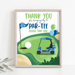 Poster Thank You Golf Par-Tee Boy Birthday Sign