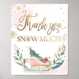 Poster Thank You Snow Much Sign Sleigh Girl Birthday