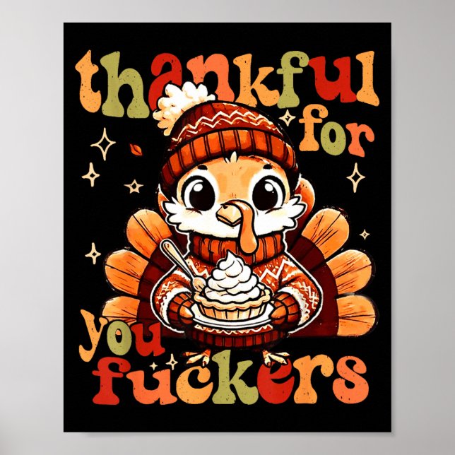 Poster Thankful For You Forers Thanksgiving Turkey Pumpki (Frente)