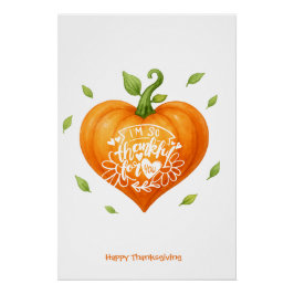 Póster Thanksgiving Fall Heart Pumpkins
