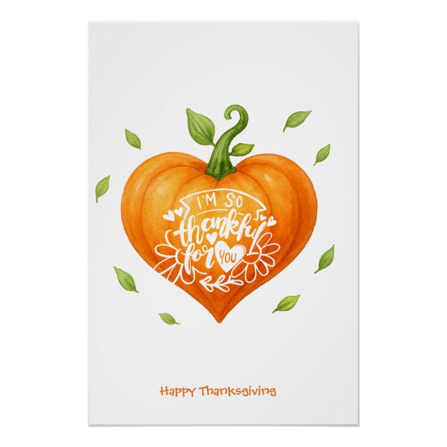 Póster Thanksgiving Fall Heart Pumpkins (Frente)