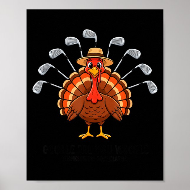 Poster Thanksgiving Golf Turkey Funny Turkey Day Golf Cli (Frente)