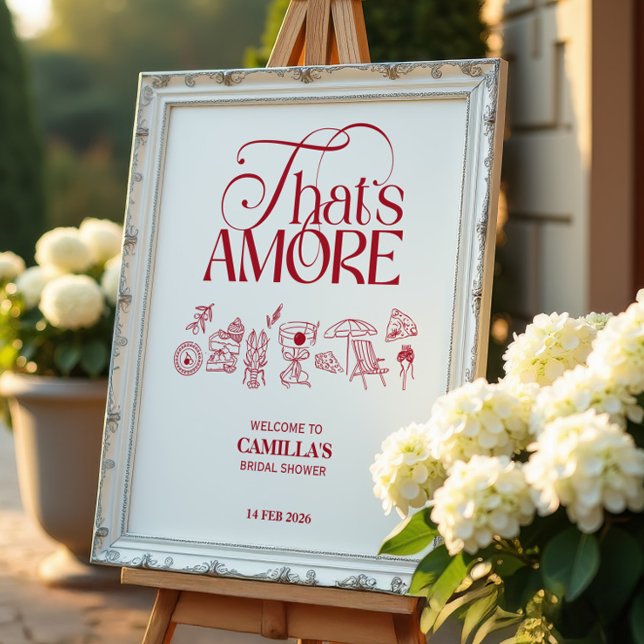 Poster That’s Amore Red hand drawn Bridal Shower (Criador carregado)