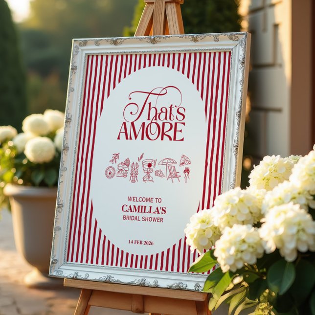 Poster That’s Amore Red hand drawn Bridal Shower (Criador carregado)