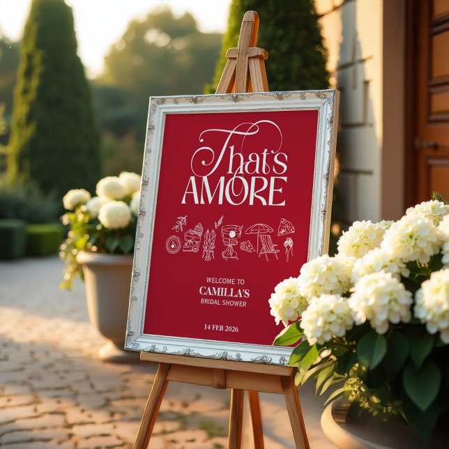 Poster That’s Amore Red hand drawn Bridal Shower (Criador carregado)