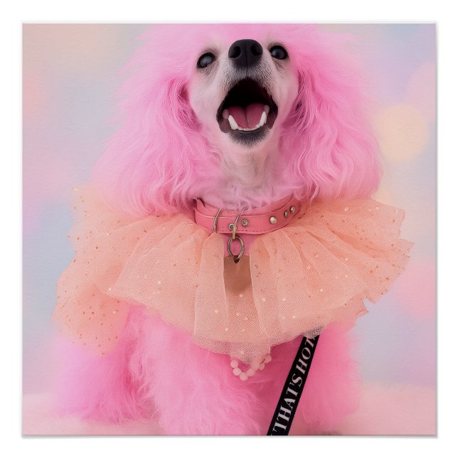 Póster That’s Hot That’s Pink Retro Kawaii Poodle Poster (Frente)