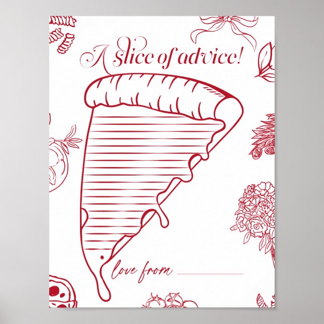 Poster That's Amore Bridal Shower a slice of advice (Frente)