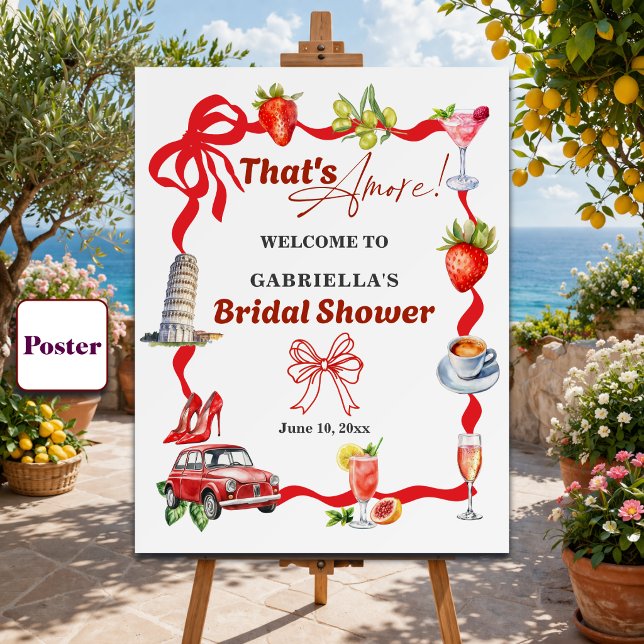 Poster That's Amore Whimsical Italian Bridal Welcome (Criador carregado)
