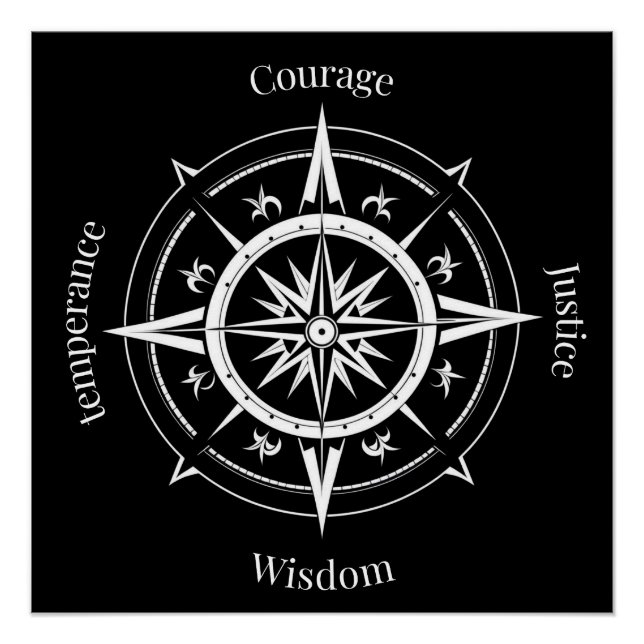 Póster The 4 Stoic Virtues Compass (Frente)