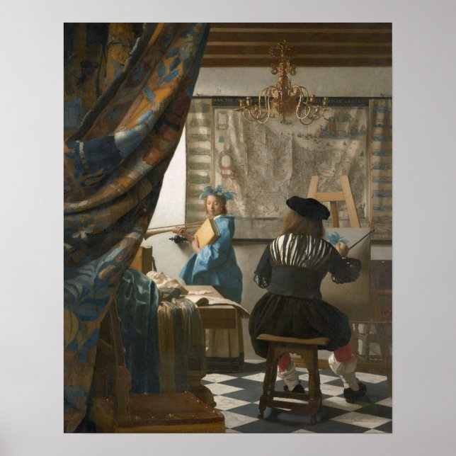 Poster The Artist's Studio, c.1665-66 (óleo na canvas) (Frente)