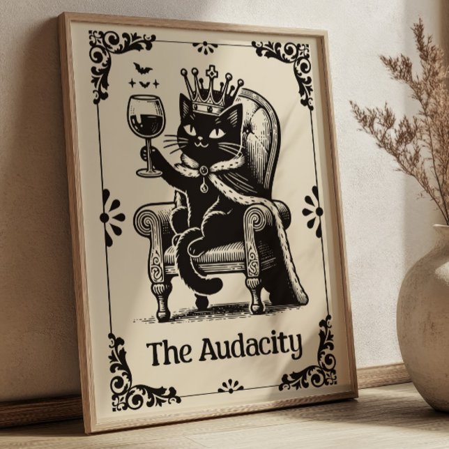Poster The Audacity Black Cat Funny Tarot Card Art (Criador carregado)