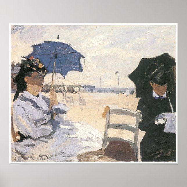 Póster The Beach em Trouville, 1870 Claude Monet (Frente)