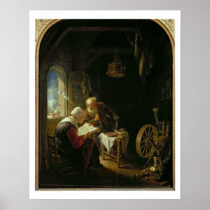 Póster The Bible Lesson, or Anne and Tobias (oil on panel