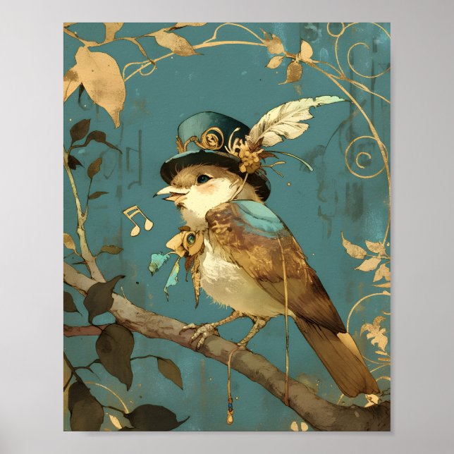 Poster The blue songbird | Design for Nursery Wall Art (Frente)