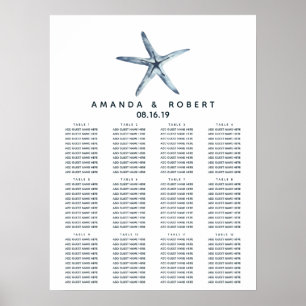 Poster The Blue Starfish Nautical Wedding Seating Chart