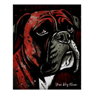 Póster The Boxer Dog, Red and Black 004 - Ulises Dallaire