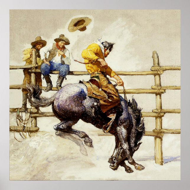 Poster "The Bucking Bronco" Por NC Wyeth (Frente)