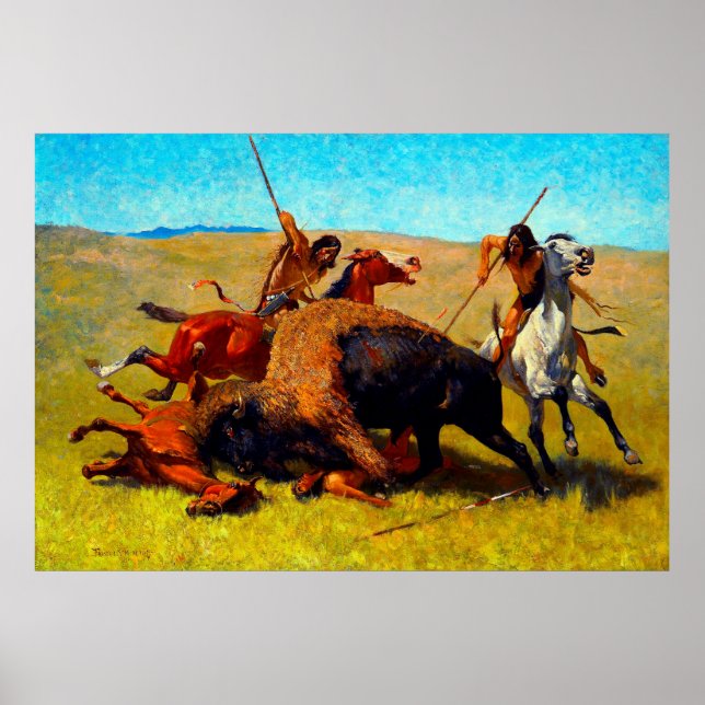 Poster The Buffalo Hunt Frederic Remington 1890 (Frente)